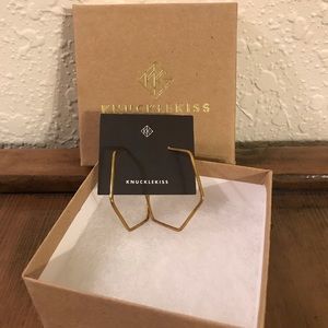 Brass Hex hoop earrings